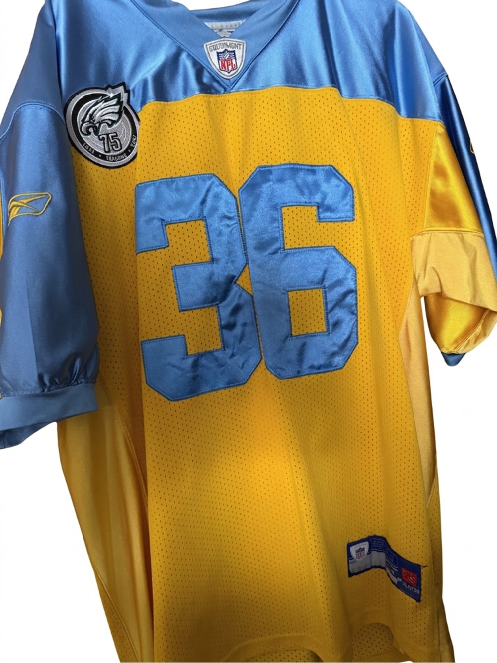 NFL Reebok Eagles Russel Westbrook #36 Football Jersey in Gold and Blue